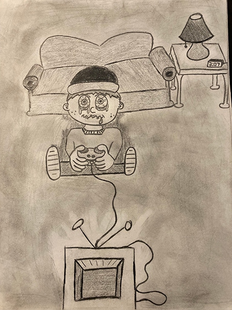 sketch of nicky nice games logo